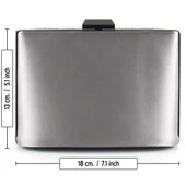 Erkan Saçmacı Antrasit Saten Kristal Taşlı Metal Saplı Zincir Askılı Abiye Çanta - 4