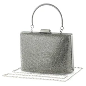 Erkan Saçmacı Antrasit Saten Kristal Taşlı Metal Saplı Zincir Askılı Abiye Çanta - 2