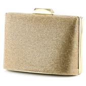 Erkan Saçmacı Altın Saten Kristal Taşlı Metal Saplı Zincir Askılı Abiye Çanta - 1