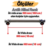 Selçuklu Antik Nikel Metal Kulp 160 mm Mobilya Çekmece Mutfak Dolabı Dolap Kapak Kulpları Kulb Kulpu thumbnail 3