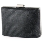 Erkan Saçmacı Siyah Saten Kristal Taşlı Metal Saplı Zincir Askılı Abiye Çanta - 1