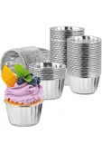 YASİMA Gümüş Gri Parlak Metalize 12'li Fırına Girebilen Muffin Cupcake Kek Kalıbı Kabı Kapsülü 6,5x4 cm - 3