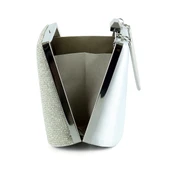 Erkan Saçmacı Gümüş Saten Kristal Taşlı Metal Saplı Zincir Askılı Abiye Çanta - 3