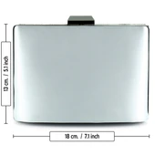 Erkan Saçmacı Gümüş Saten Kristal Taşlı Metal Saplı Zincir Askılı Abiye Çanta - 4