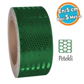 Gece Parlayan Reflektörlü Yapışkanlı 5 cm Reflektif İkaz Bandı 5 Metre Koyu Yeşil Renk Şerit Bant - 1