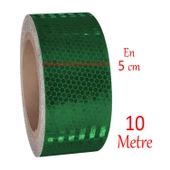 Gece Parlayan Reflektörlü Yapışkanlı 5 cm Reflektif İkaz Bandı 10 Metre Koyu Yeşil Renk Şerit Bant - 2
