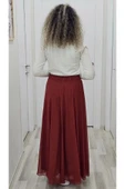 Bel Lastikli Kloş Şifon Etek 6003-Kiremit - 5