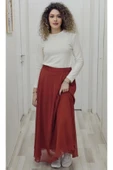 Bel Lastikli Kloş Şifon Etek 6003-Kiremit - 1