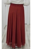 Bel Lastikli Kloş Şifon Etek 6003-Kiremit - 4