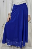 Bel Lastikli Kloş Şifon Etek 6003-Saks - 3