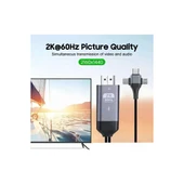 PMR 3 in 1 Phone to HDMI Kablo – 2K 60Hz, 200CM, Type-C, Lightning, Micro USB - 2