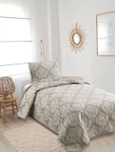 Upstyle Kapitone Yatak Örtüsü Seti Tek Kişilik Post Kahve - 1