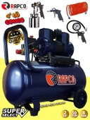 Germany Style Rapco 50 Litre Yağsız Süper Hızlı Dolum Sessiz Hava Kompresörü 4 Lü Kombo Set - 1