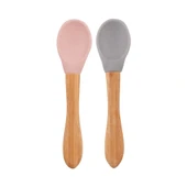 Nessiworld Nessiworld  Bambu Saplı Silikon Mama Kaşığı 2li Pinky Pink / Powder Grey - 1