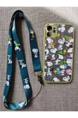 Iphone 11 Uyumlu Snoopy Tasarım Tuşları Renkli Telefon Boyun Askılı Set Kılıf - 1