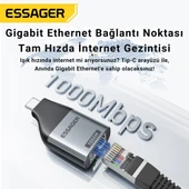 Essager 1000Mbps Type-C to RJ45 Dönüştürücü, Gecikmesiz Süper Hızlı Type C To Ethernet Çevirici thumbnail 4
