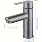 Ev Banyo Lavabo Batarya Paslanmaz Çelik Tek Kollu Sıcak Soğuk Ayarlı Modern - 4
