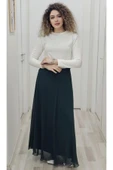Bel Lastikli Kloş Şifon Etek 6003-Yeşil - 1