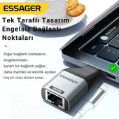 Essager 1000Mbps Type-C to RJ45 Dönüştürücü, Gecikmesiz Süper Hızlı Type C To Ethernet Çevirici thumbnail 2