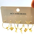 Gold Renk Figürlü Çoklu Küpe - 1