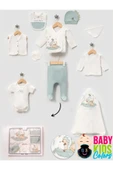 BABY KİDS COLORS Kutulu - Erkek Yenidoğan Kıyafetleri 10'lu Hastane Çıkış Setleri Sevimli Köpek Nakışlı %100 Pamuk - 1