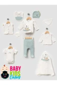 BABY KİDS COLORS Kutulu - Erkek Yenidoğan Kıyafetleri 10'lu Hastane Çıkış Setleri Sevimli Köpek Nakışlı %100 Pamuk - 3
