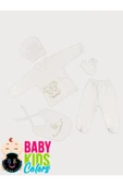 BABY KİDS COLORS Kelebek nakışlı taşlı hastahane çıkışı yenidoğan zıbın 5'li set - 1