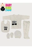 BABY KİDS COLORS Taşlı nakışlı Erkek 5'li hastahane çıkışı yenidoğan zıbın seti - 2