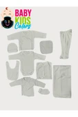 BABY KİDS COLORS Lüks Düz Yeni Doğan Hastane Çıkış 10'lu Zıbın Seti (KUTULU) - 1