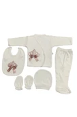 BABY KİDS COLORS Taşlı nakışlı kız 5'li hastahane çıkışı yenidoğan zıbın seti - 3