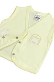 BABY KİDS COLORS Unisex Bebek Ayıcık Nakışlı Organik Pamuklu 3-6-9 Ay Penye Bebek Yelek - Sarı - 2