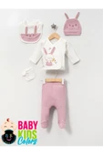 BABY KİDS COLORS Kutulu-Tavşan Yenidoğan Kıyafetleri 10'lu Hastane Çıkış Setleri Nakışlı %100 Pamuk Zıbın Set - 6