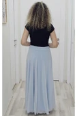 Bel Lastikli Kloş Şifon Etek 6003-Bebe Mavisi - 4