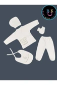 BABY KİDS COLORS Kelebek nakışlı taşlı hastahane çıkışı yenidoğan zıbın 5'li set - 3