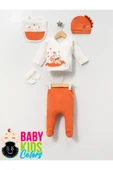 BABY KİDS COLORS Kutulu - Erkek Yenidoğan Kıyafetleri 5'li Hastane Çıkış Setleri Sevimli Köpek Nakışlı %100 Pamuk - 2