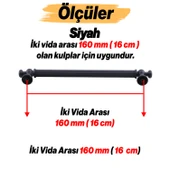 Selçuklu Siyah Metal Kulp 160 mm Mobilya Çekmece Mutfak Dolabı Dolap Kapak Kulpları Kulb Kulpu thumbnail 3