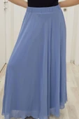 Bel Lastikli Kloş Şifon Etek 6003-İndigo - 3