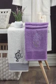Unisex 4'lü Bornoz Set Nakışlı Baş Havlulu Çeyiz Seti Hamam Seti Banyo Seti  %100 Pamuk - 2