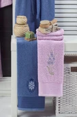 Unisex 4'lü Bornoz Set Nakışlı Baş Havlulu Çeyiz Seti Hamam Seti Banyo Seti  %100 Pamuk - 2
