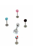 Renkli Taşlı Çelik 5 Adet Kaş Tragus Piercing - 1