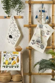 Pamuklu Sweety Abelia Kitchen Set Baskılı El Havlusu Yüz Havlusu Mutfak Havlusu 3 Adet 30x50 Set - 1