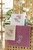 Nakışlı Çeyizlik  Butterfly Fluffy  Pamuklu 3 Adet  50 x 90 El Yüz Mutfak Havlusu Çeyiz Seti - 1