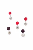 Renkli Taşlı Çelik 5 Adet Kaş Tragus Piercing - 1