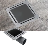 11x11 Paslanmaz Camlı Model Süzgeç Banyo ve lavabo yer süzgeci 50 Çıkışlı sifon - 1