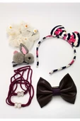 Renkli Desenli Taç Toka Bandana Set - 1
