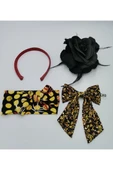 Renkli Desenli Taç Toka Bandana Set - 1