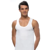 6 lı Paket Sedef Yıldız Battal Beden Erkek Penye Atlet Beyaz 7 No thumbnail 1