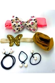 Renkli Desenli Taç Toka Bandana Set - 1