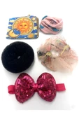 Renkli Desenli Taç Toka Bandana Set - 1