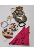 Renkli Desenli Taç Toka Bandana Set - 1